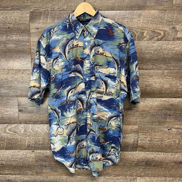 Nautica Other - Vintage Nautica Men's AOP Sailfish Marlin Button Up Camp Shirt Hawaii Aloha L